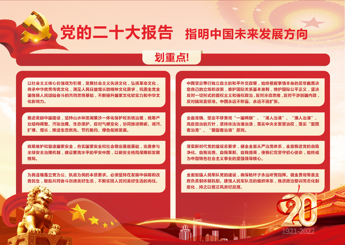 党的二十大报告指明中国未来发展方向划重点!